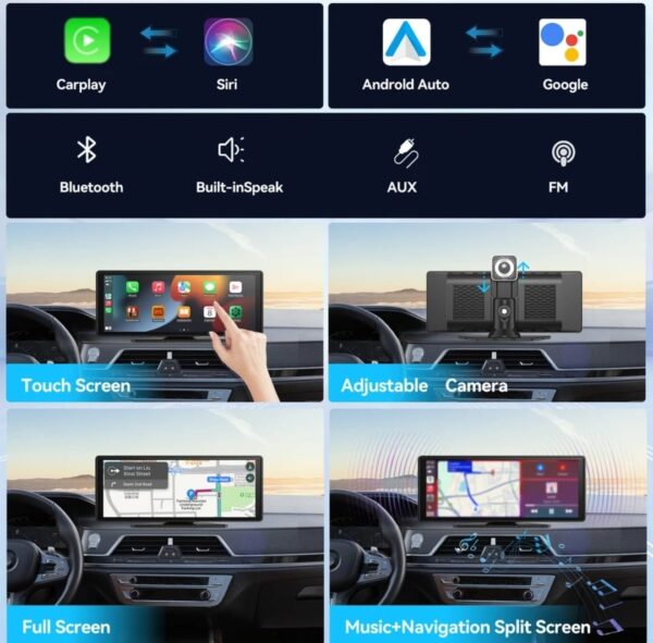 Revolutionize Your Drive with the 10.26" Full HD Wireless CarPlay Screen | Black - Image 3